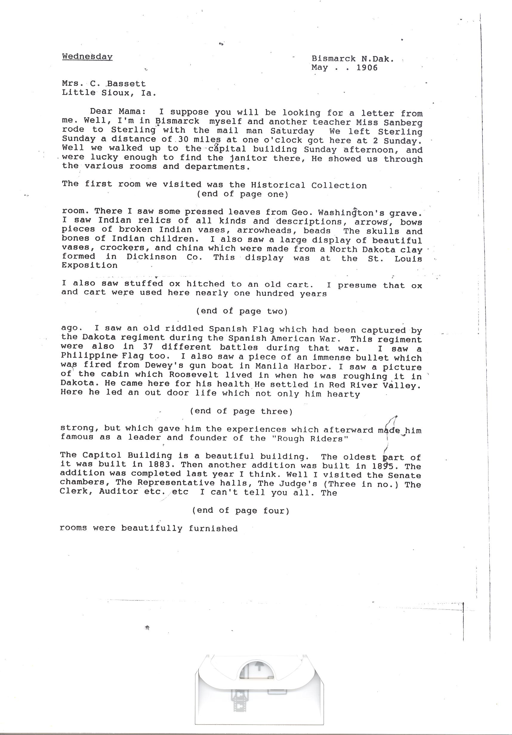 Effie Clinkenbeard Letter, original and transcript (Transcription Page 1)